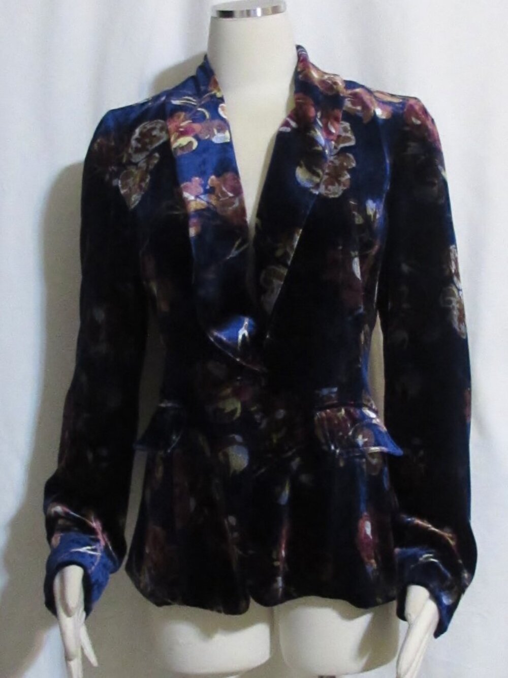 NEW Womens Ladies SUNDANCE Blue Velvet Floral Tailored Blazer Jacket 6 Orig $248